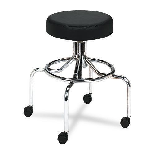 Safco 3433bl screw lift stool w/ high base height-adjustable 25&#034;-33&#034; chrome/blk for sale