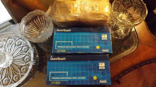 200 pr Dura Touch 6 1/2 S powdered vinyl clear GLOVES and size 10 KSR 10 pair