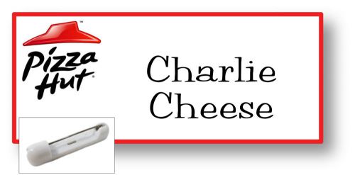 1 NAME BADGE FUNNY HALLOWEEN COSTUME PIZZA HUT CHARLIE CHEESE PIN FREE SHIPPING