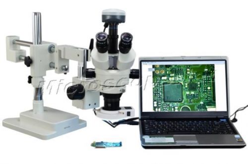 Zoom stereo dual-arm boom stand 54 led microscope 90x+9.0mp usb camera for sale