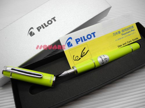 Pilot Prera Fine Nib Fountain Pen Lime Green plus 6 Black Cartridges FPR-3SR