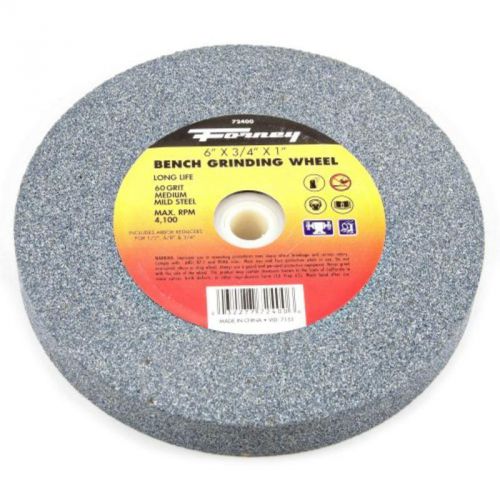 60-Grit, 6&#034;-By-3/4&#034;Bench Grinding Wheel, Vitrified With 1&#034; Arbor Forney 72400