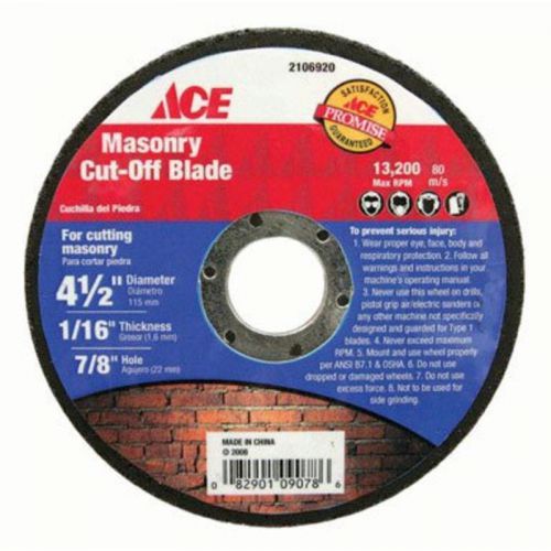 4-1/2&#034; Abrasive Cut-Off Wheel Ace Cutoff Wheels 2106920 082901090786