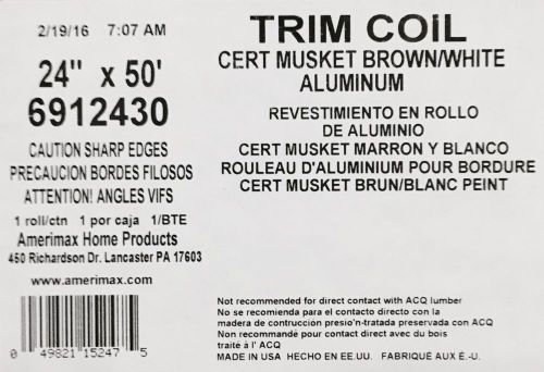 Amerimax 24&#034;x 50&#039; White/Brown Aluminum Trim Coil Stock