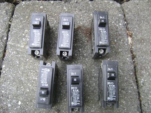 15 amp single pole circuit breakers type BR115  new  E T N  (cutler hammer?) 6