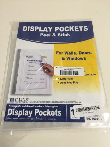 C-Line Antimicrobial Peel and Stick Display Pockets, Clear, 8.5 x 11 Inches, 10