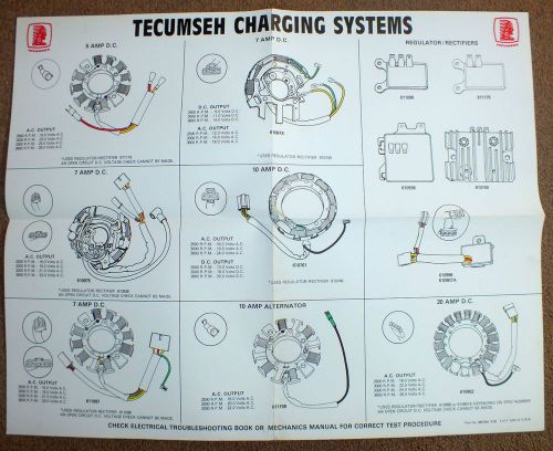 TECUMSEH CHARGING SYSTEMS Wall Chart Guide Engine Original Manual Shop Garage 2