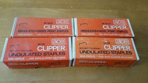 Vintage ACE 700 CP Clipper Undulated Chisel Point Staples 4 Box Lot 20,000 total