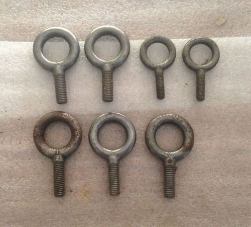 7 PC. LOT OF ASSORTED EYE BOLTS- 3/8&#034; &amp;  1/2&#034;