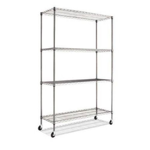 Wire shelving unit caster 48w x 18d x 72h black anthracite garage storage neat for sale