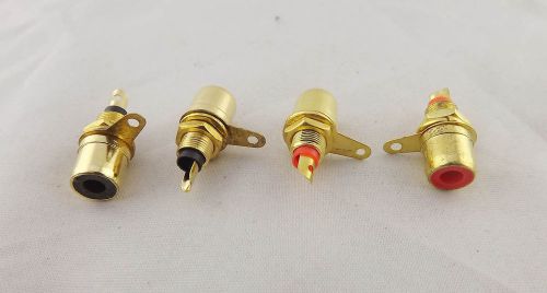 100x gold rca phono female chassis panel mount socket metal connector black red for sale