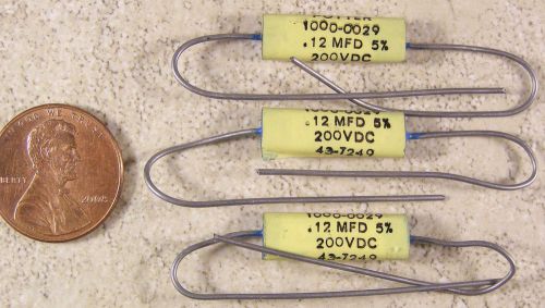 3 Potter .12uf 200VDC Poly Film Capacitors +/-5% NOS 1972