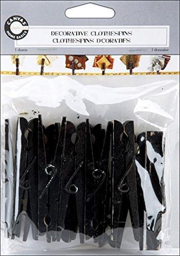 Decorative Clothespins Black  3.5 inch Long by 5/8 inch wide, 12 Count