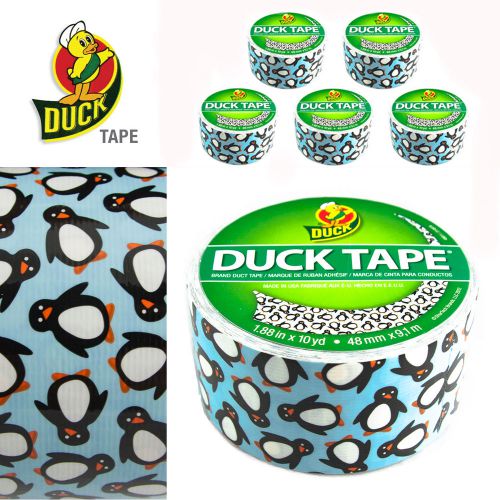 6 rolls duck penguin print duct tape 1.88&#034;x30&#039;/roll colored patters designs blue for sale