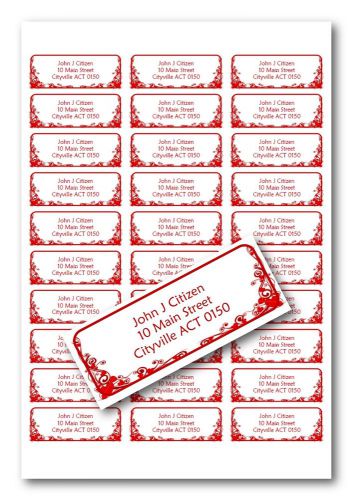 GLOSS finish address labels - Scrolled hearts - Buy 4 sheets, get 1 free!