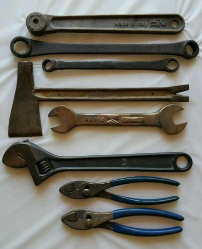 Big Lot Ampco Safety Non Sparking Box Wrenches Pliers 12&#034; Ajustable &amp; Crate Tool