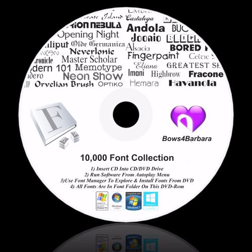 10,000 FONTS COLLECTION SOFTWARE- FONTS LIBRARY - PC FONTS -NEW FONT DVD