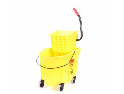 New commercial yellow mop wringer bucket 35 quart cleaning rubbermaid janitorial for sale