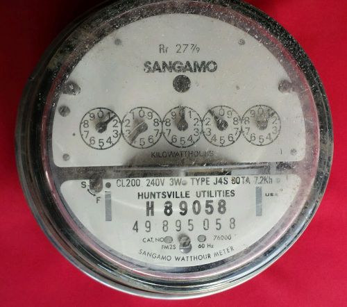 Sangamo Watthour meter CL200 3W TYPE J4S 30TA 7.2Kh FORM 2S 60Hz