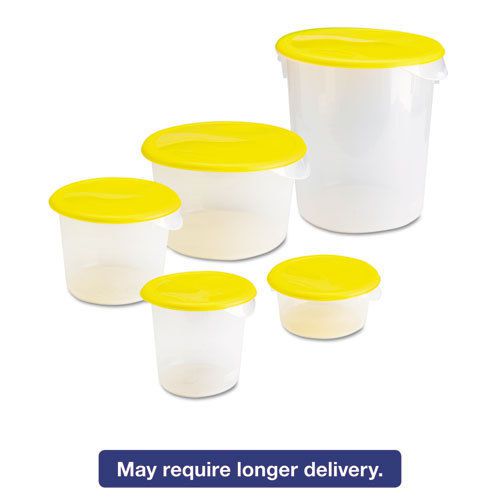 Round storage containers, 2qt, 8 1/2dia x 4h, clear for sale
