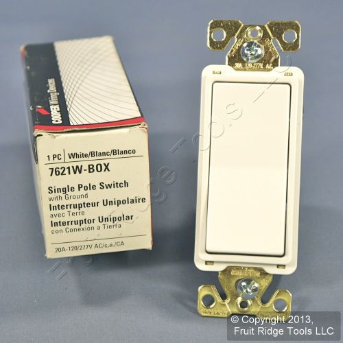 Cooper White COMMERCIAL Decorator Quiet Rocker Light Switch 20A 120/277V 7621W