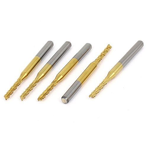 Uxcell 3.175mmx2mmx10.5mm tin coated carbide pcb cnc drill bits router 5 pcs for sale