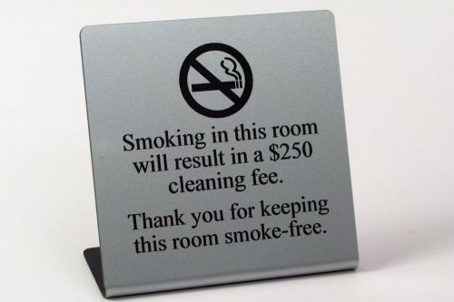 Engraved no smoking in room signs,15 pack silver w/black, free shipping for sale