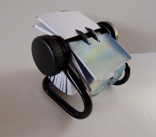Rolodex Open Rotary Business File 400+ 2.5&#034; x 4&#034; Blank Cards Index Tabs Black