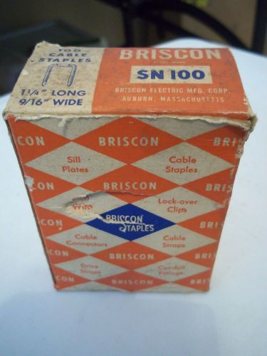BOX WITH 81 BRISCON SN100 CABLE STAPLES 1 1/4&#034; LONG 9/16&#034; WIDE OPEN BOX