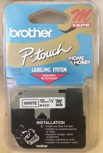 Brother M231 White 12mm 1/2&#034; M Tape for P-Touch Labeling System NEW Sealed