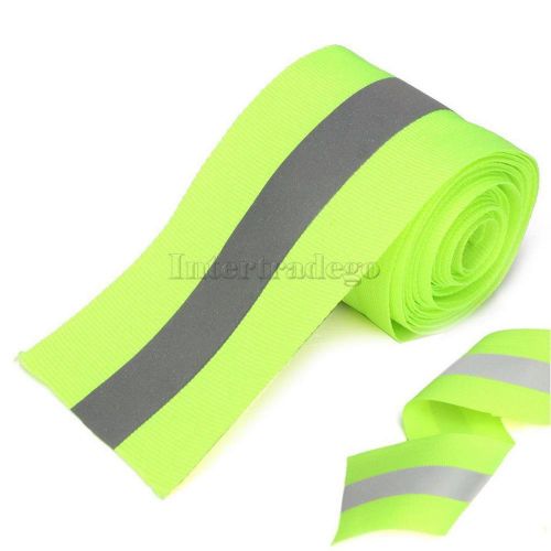 Silver reflective tape safty strip sew on lime green synth fabric 3 meters for sale