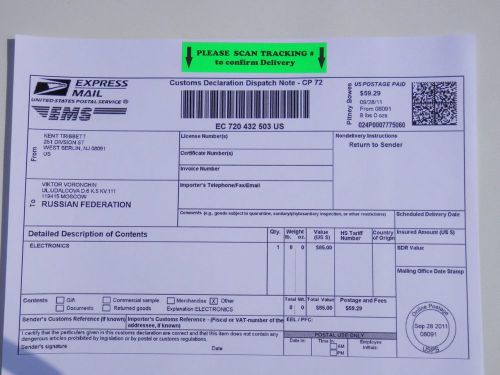 Usps please scan tracking # to confirm delivery international only label 500/rl for sale