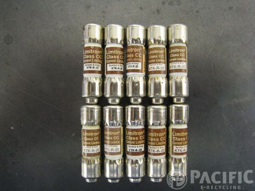 LOT OF 10 Bussmann KTK-R-20 Electrical Fuses 600VAC 20A Fast Acting Limitron