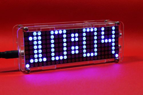 Blue Matrix LED Clock Electronic SCM Digital Display Time Alarm Temperature 5V