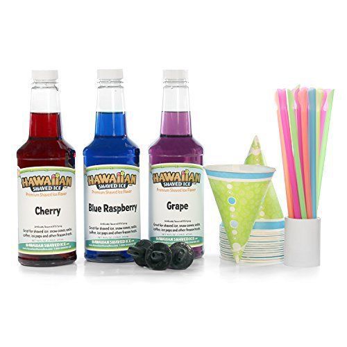 Hawaiian syrups, sugars sweeteners shaved ice 3 flavor fun pack of snow cone mib for sale