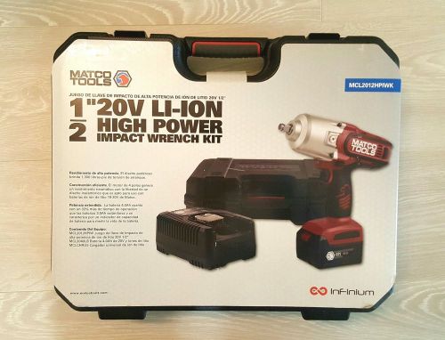 Matco tools 20v cordless infinium™ 1/2&#034; drive high performance impact wrench kit for sale