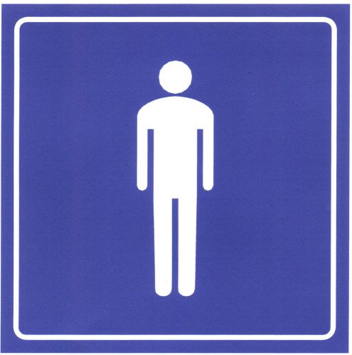 Men&#039;s Restroom Symbol Sticker 6&#034; by 6&#034; Blue Bathroom Sign