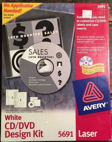 Avery 5691 Laser, White CD/DVD Design Kit Labels Free Shipping