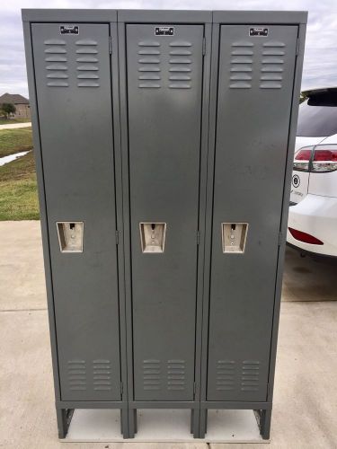 Hallowell 3 metal industrial strength lockers storage units for sale
