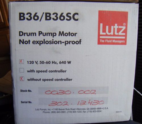 Lutz b36/b36sc drum pump motor + multi-purpose sealless pumptube 27&#034; 0110-200