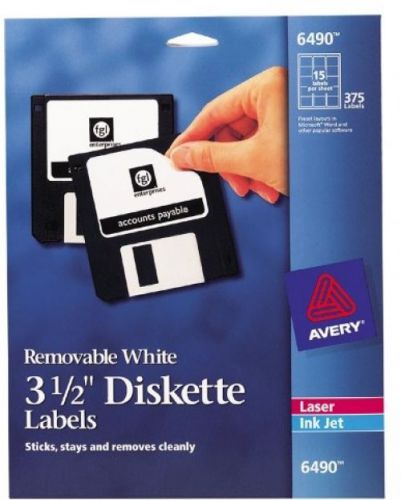 Avery Media Labels (AVE6490), 3-1/2 Diskette Labels 15 Labels Per Sheet, 375
