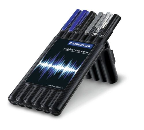 Staedtler triplus blackbox, (6 PC - highlighter, fine liner, pens, m. pencil).