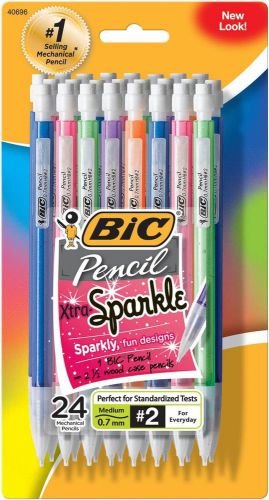 BIC Pencil Xtra Sparkle (colorful barrels) Medium Point (0.7 mm) 24-Count 0.7mm