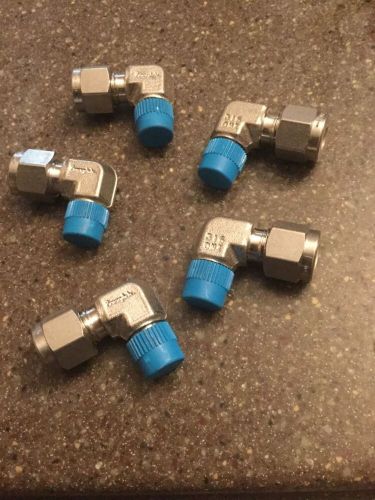 Lot of 5 swagelok right angle elbow stainless steel tube od 1/4&#034; labeled 316 for sale