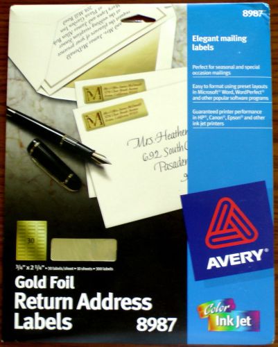 Avery 8987 Gold Foil Elegant Mailing Labels, 3/4 x 2.1/4 *300 labels* nifolder