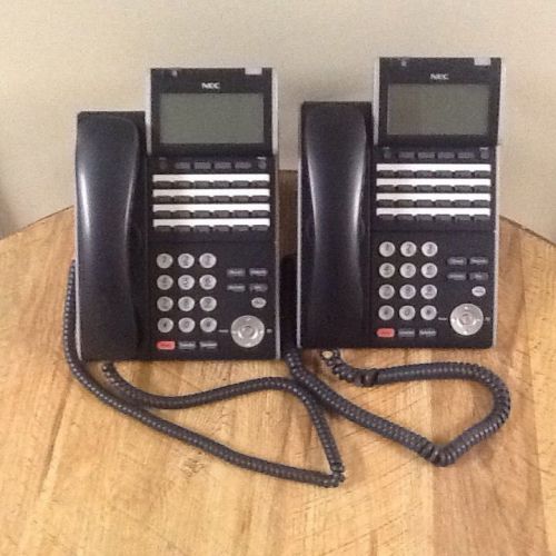 LOT OF (2) NEC ITL-24D-1 (BK) VOIP TELEPHONES ILV(XD)Z-Y (BK) DT700 SERIES