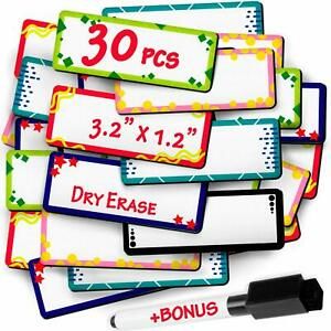 Dry Erase Labels, Magnetic tags, Magnet Strip, Glossy White, 1,2x3,2 in 30 pcs