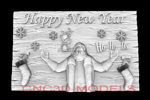 3D Model STL for CNC Router Artcam Aspire Happy New Year Santa Claus D762