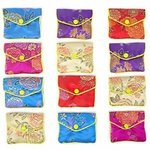 24 Pieces Jewelry Assorted Colors Pouch, 4 x3 Inch  Purse Gift Bags,Snap Closure