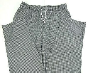 Uncommon Threads NEW Chef Pants Size L White Black Houndstooth Drawstring Baggy
